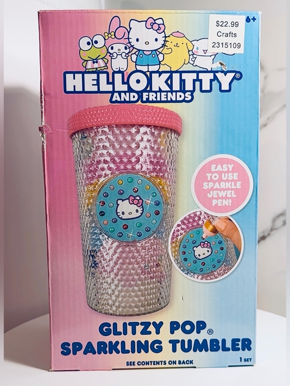Hello Kitty 🎀 Girls Glitzy Pop Customizable Bedazzling Sparkling Tumbler Kit NWT